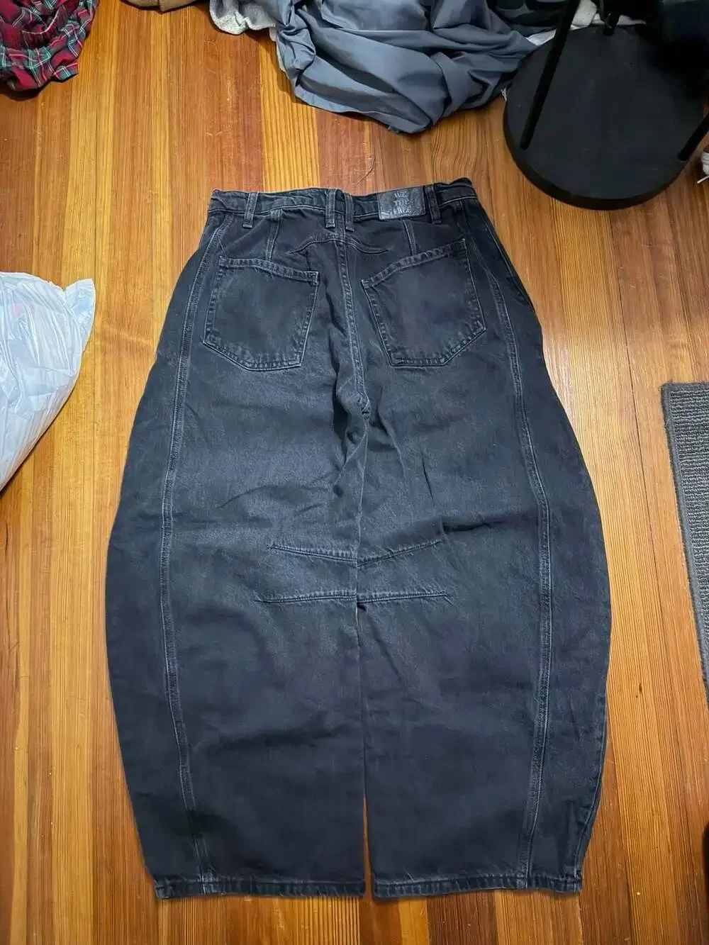 We The Free Black Wide Leg Baggy Denim Jeans - Picture 2 of 6